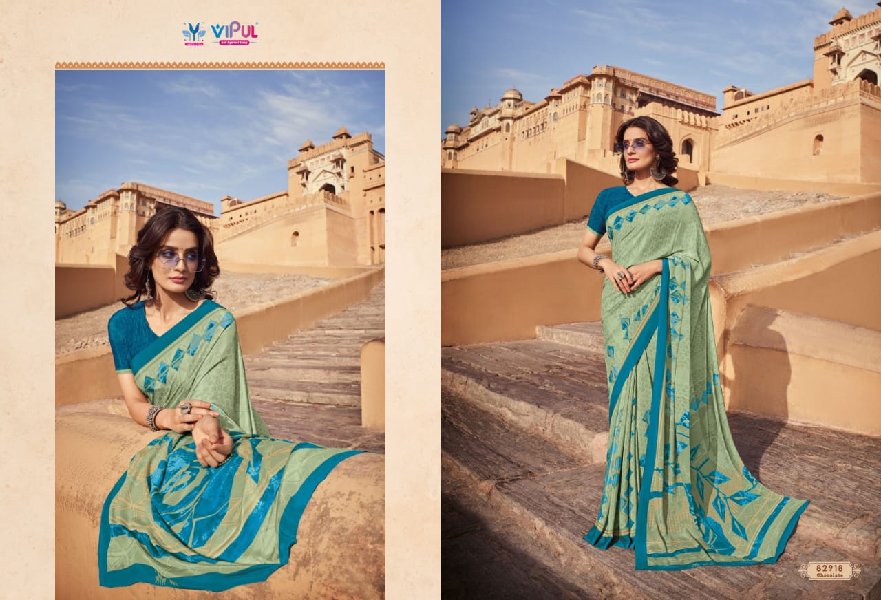 Crapy Colla Vol 22 By Vipul Daily Wear Crepe Sarees Wholesale Market In Surat